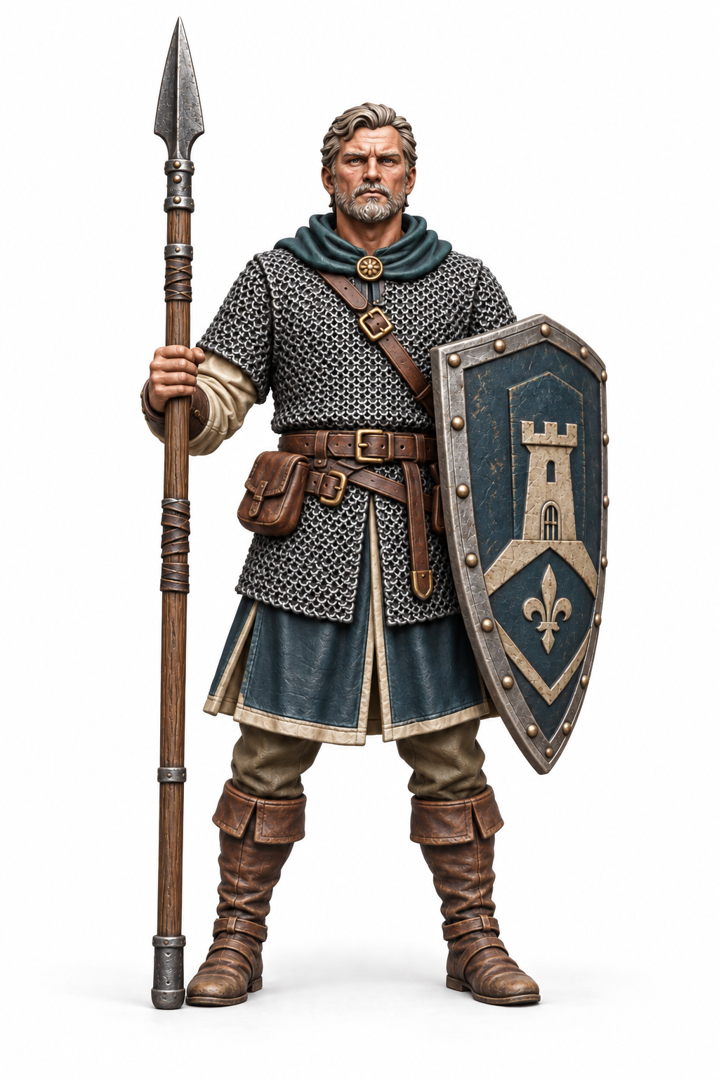 Timothy - Male Human Town Guard painted presentation; supplied unpainted.