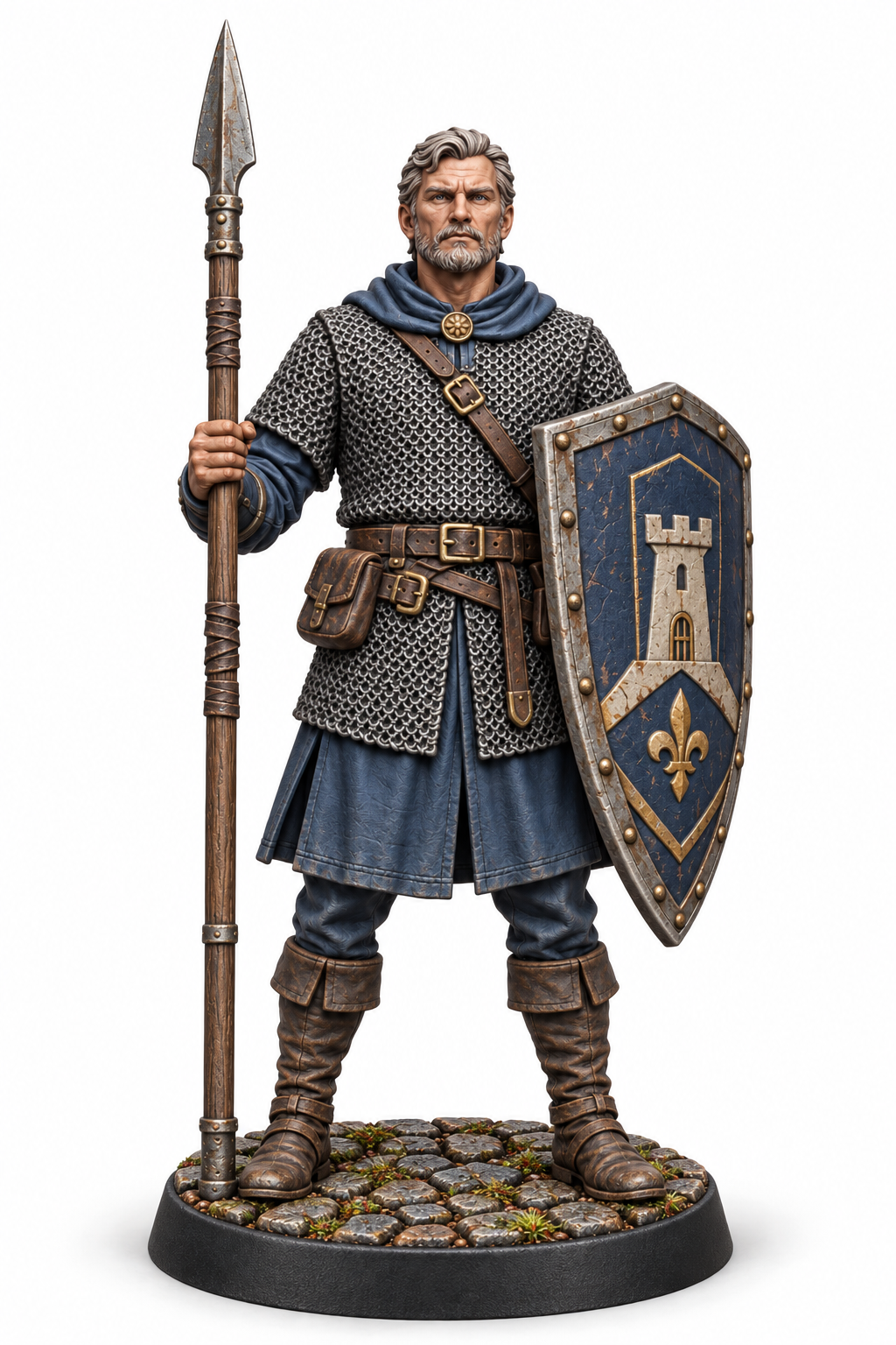 Timothy - Male Human Town Guard painted presentation; supplied unpainted.