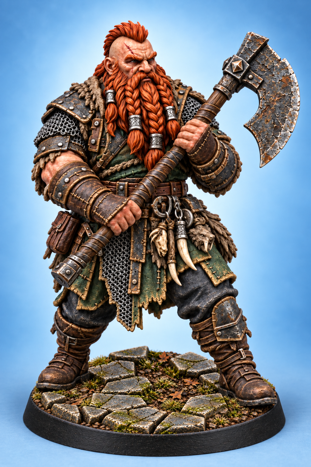 Brogar Stonecleavery - Male Dwarven Monster Slayer painted presentation; supplied unpainted.