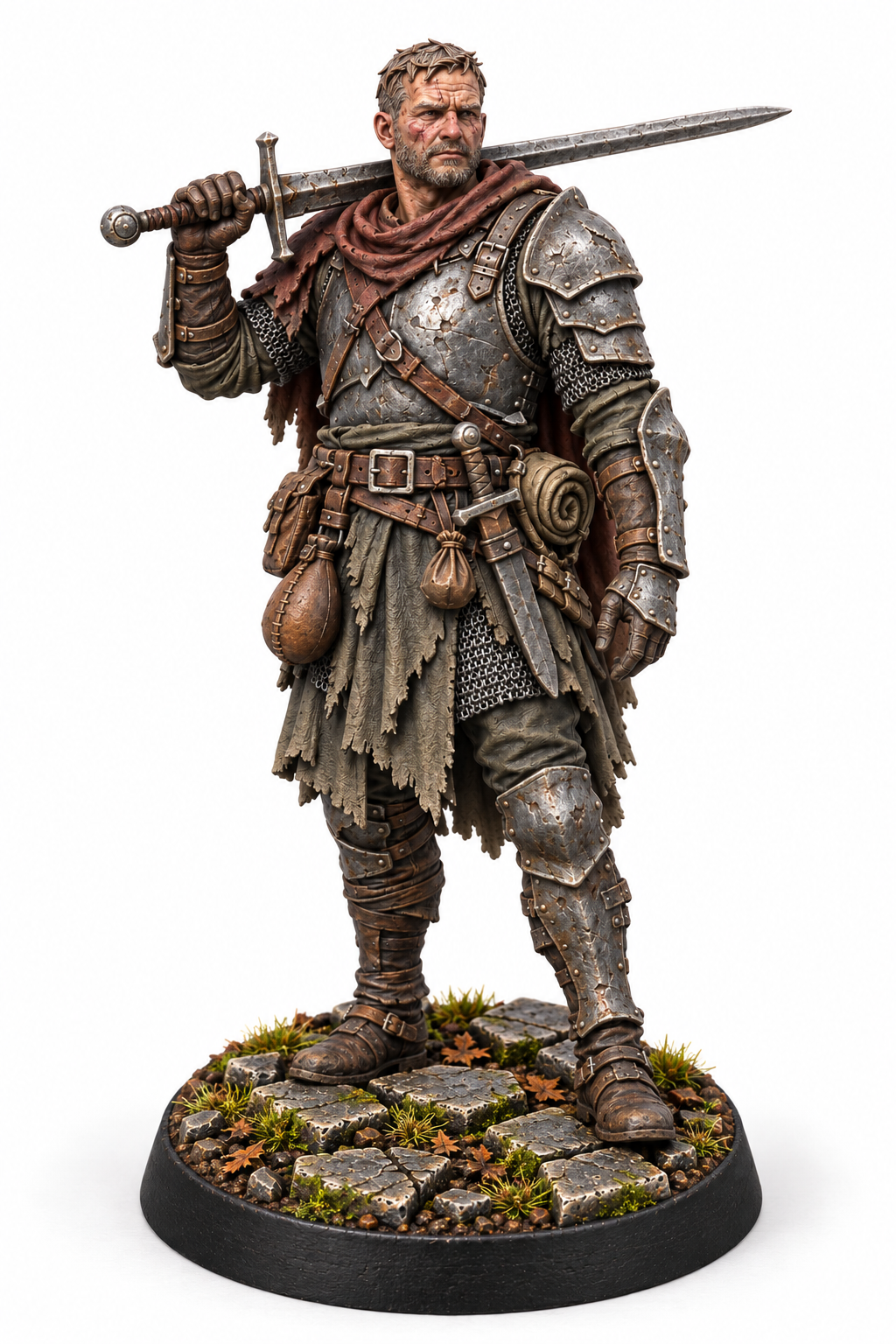 Garrick Holt - Male Human Veteran Mercenary painted presentation; supplied unpainted.