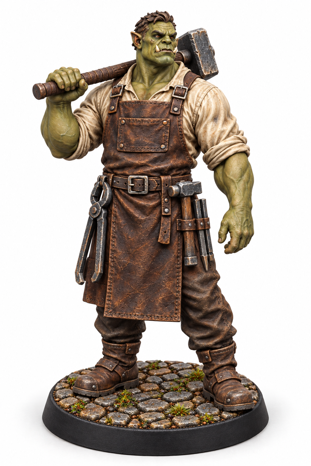 Gorrak Ironhand -  Male Half-Orc Blacksmith painted presentation; supplied unpainted.