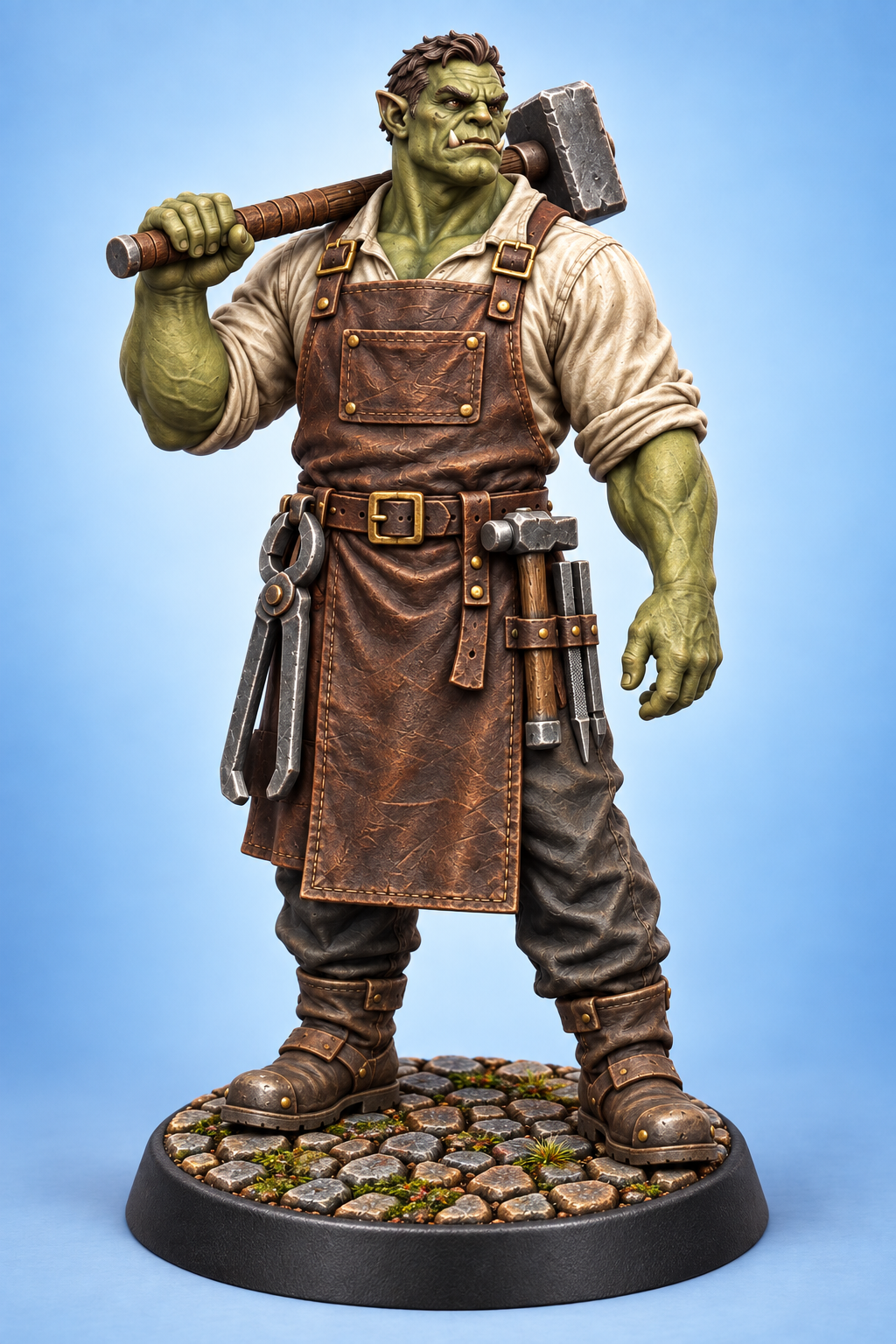 Gorrak Ironhand -  Male Half-Orc Blacksmith painted presentation; supplied unpainted.