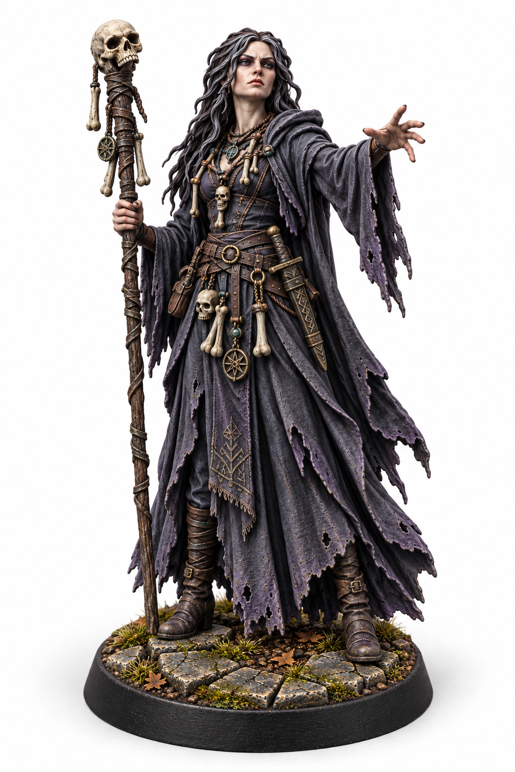 Morwenna Graveshade - Female Human Necromancer painted presentation; supplied unpainted.