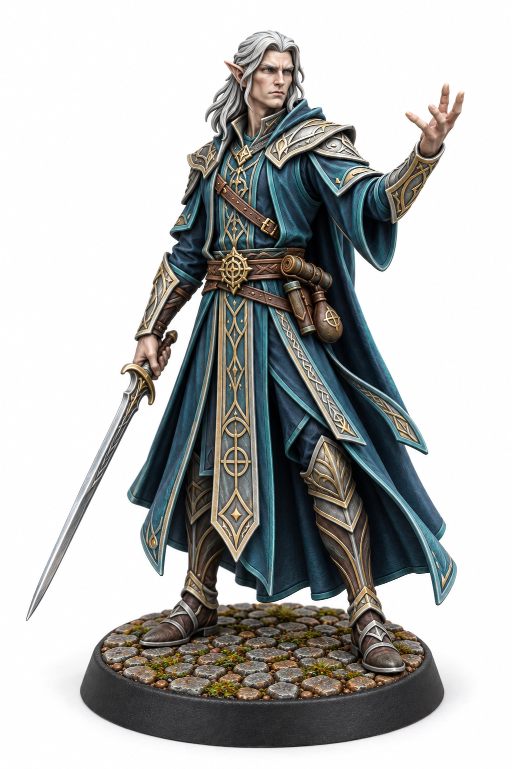 Vaelor Ashwyn - Male Elven Battlemage painted presentation; supplied unpainted.