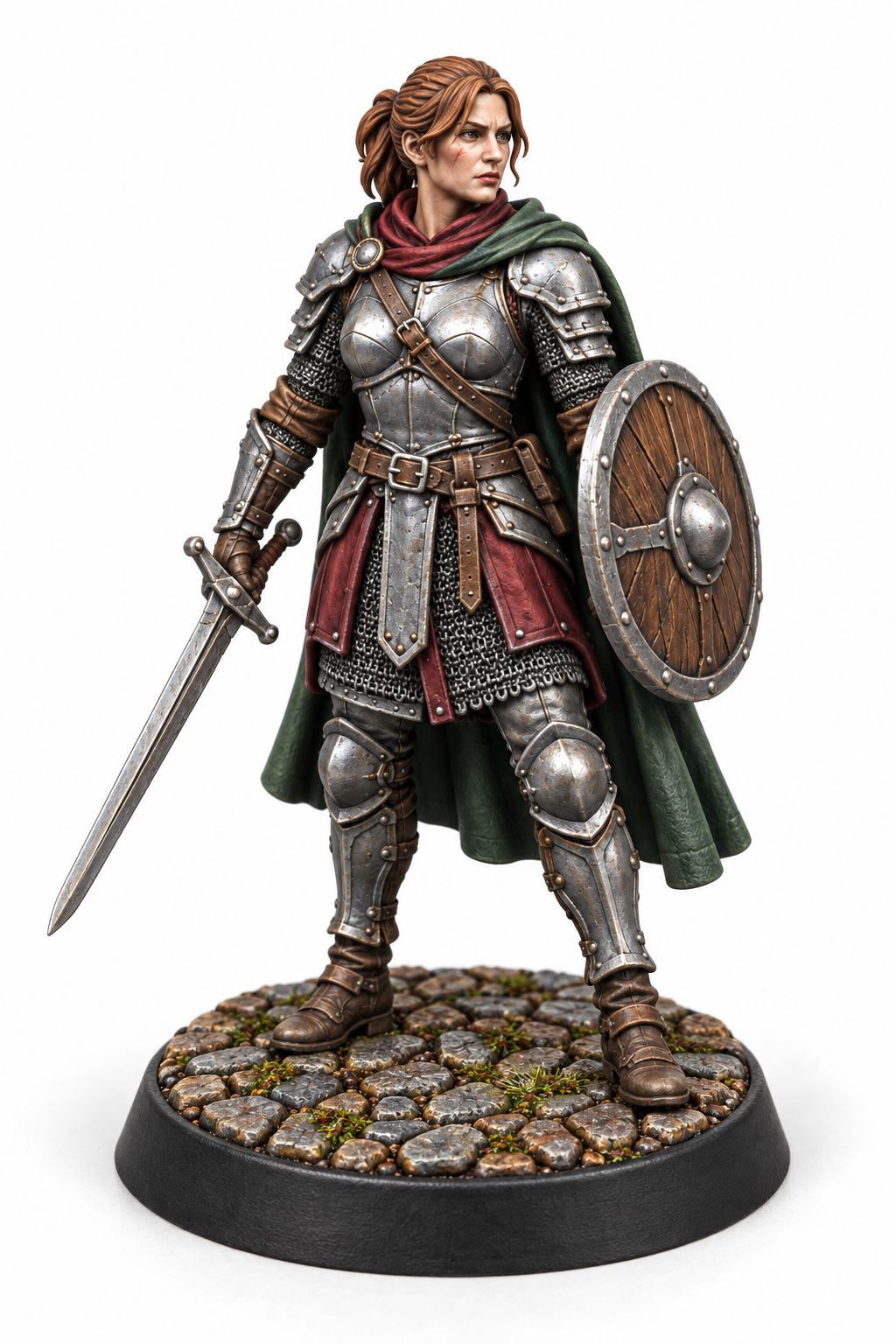 Kara Ironvale - Female Human Fighter painted presentation; supplied unpainted.