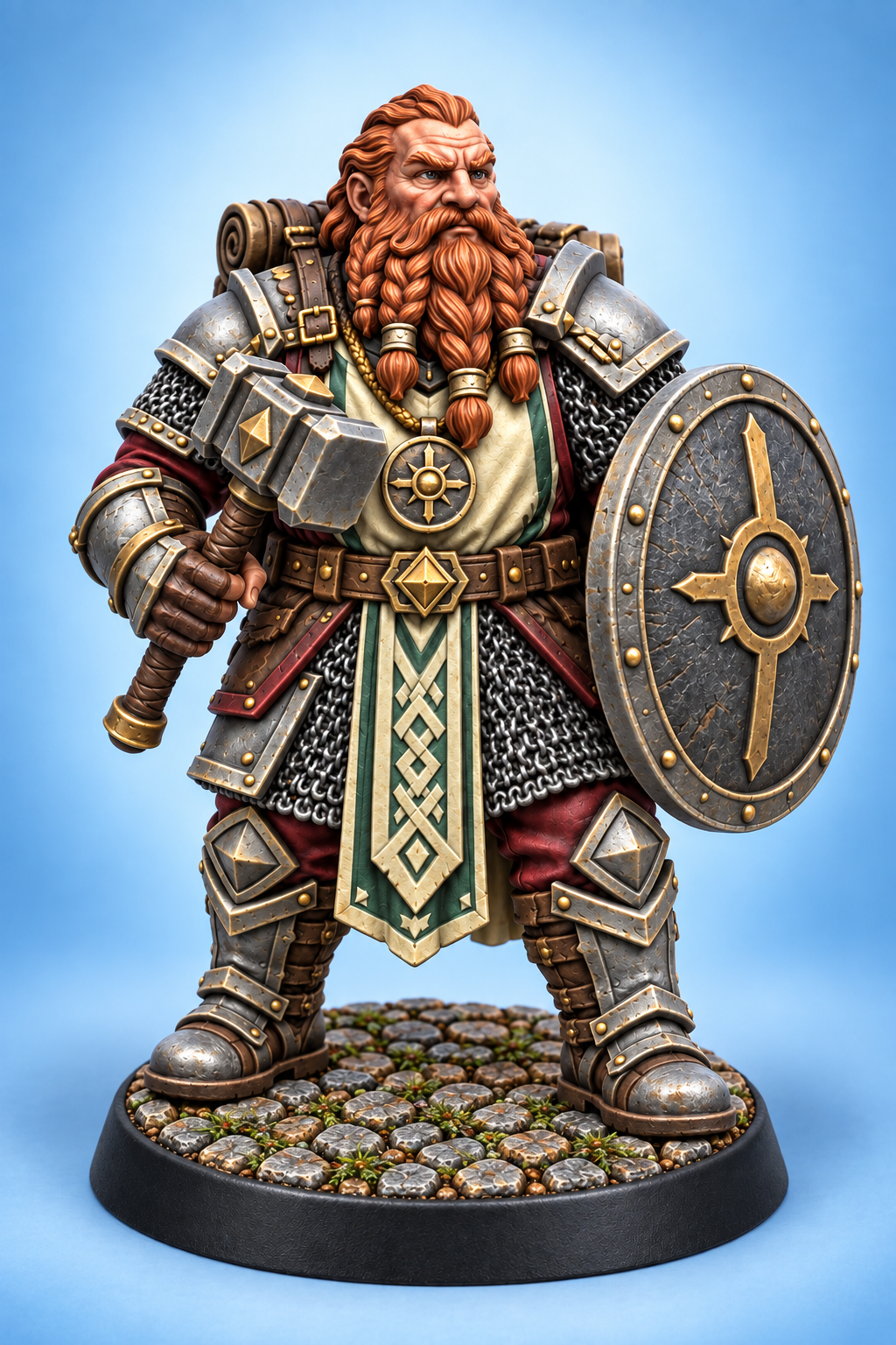 Torvik Stoneprayer - Male Dwarven Cleric painted presentation; supplied unpainted.