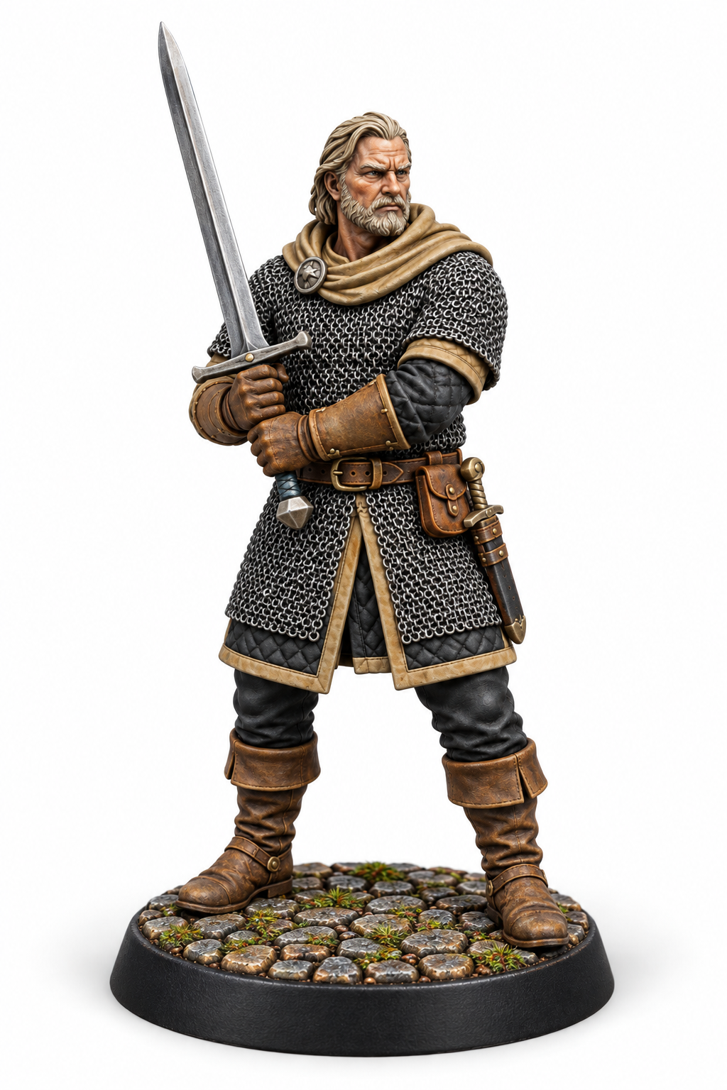 Garran Stoneward - Male Human Fighter painted presentation; supplied unpainted.