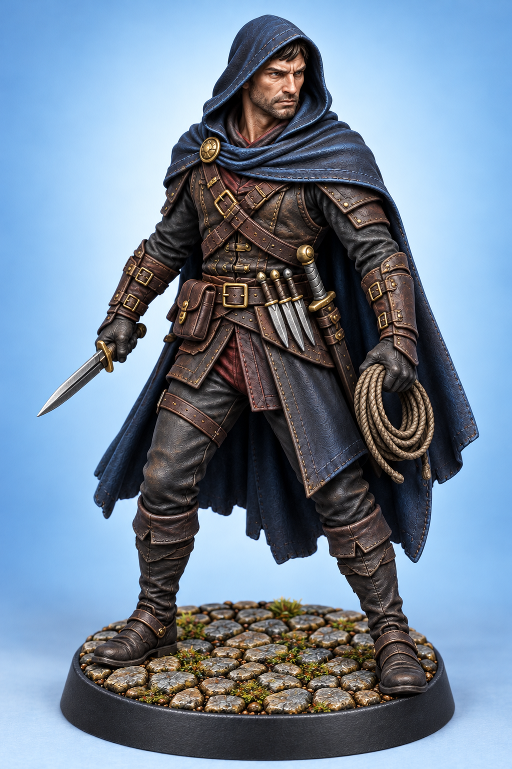 Garrick Vale - Male Human Assassin painted presentation; supplied unpainted.