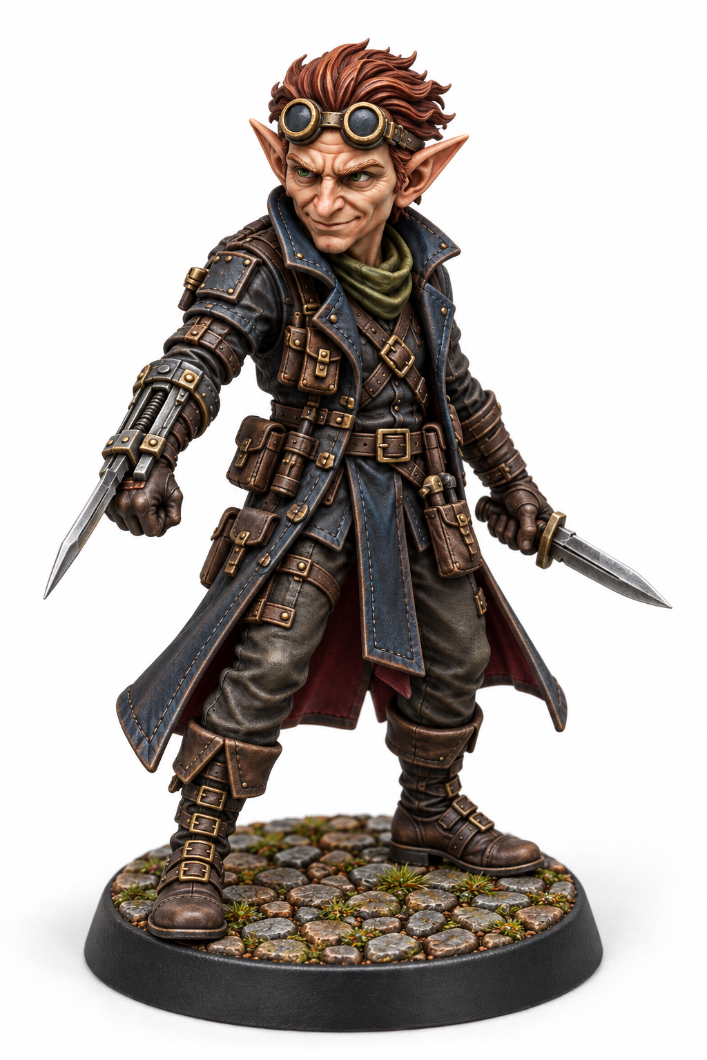 Nibbin Slygear - Male Gnome Assassin painted presentation; supplied unpainted.