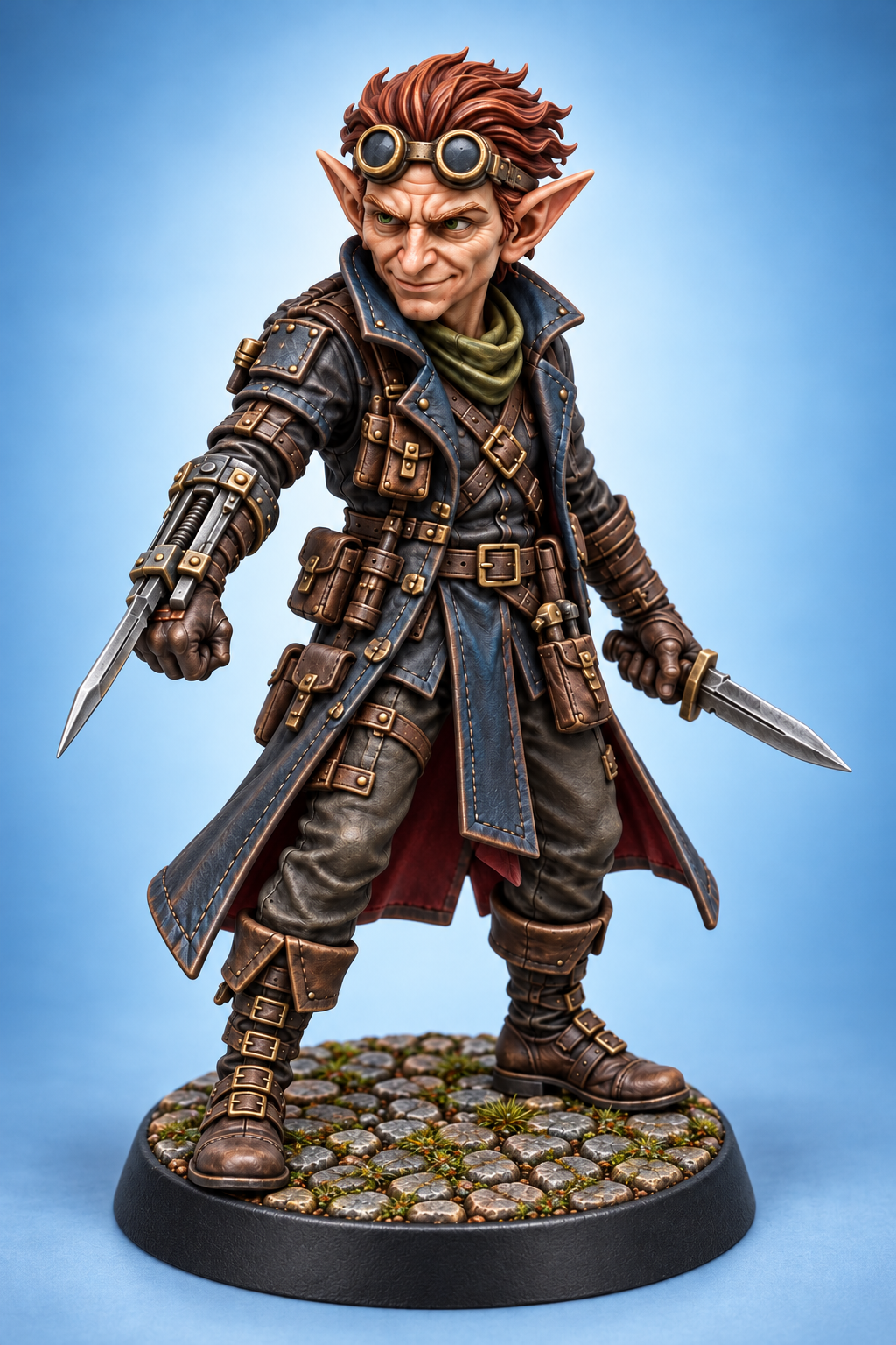 Nibbin Slygear - Male Gnome Assassin painted presentation; supplied unpainted.