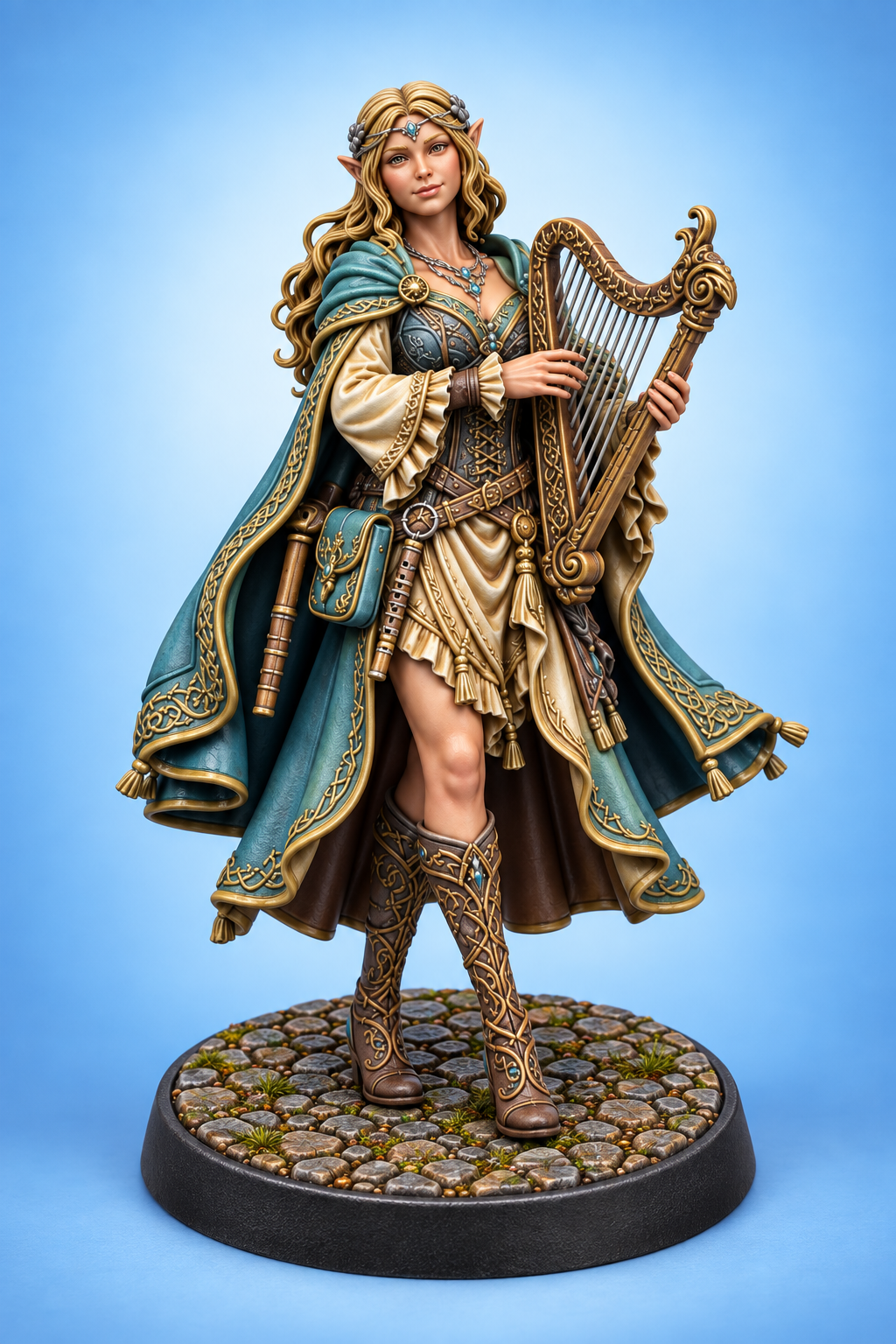 Seraphine Vale - Half-Elf Female Bard painted presentation; supplied unpainted.