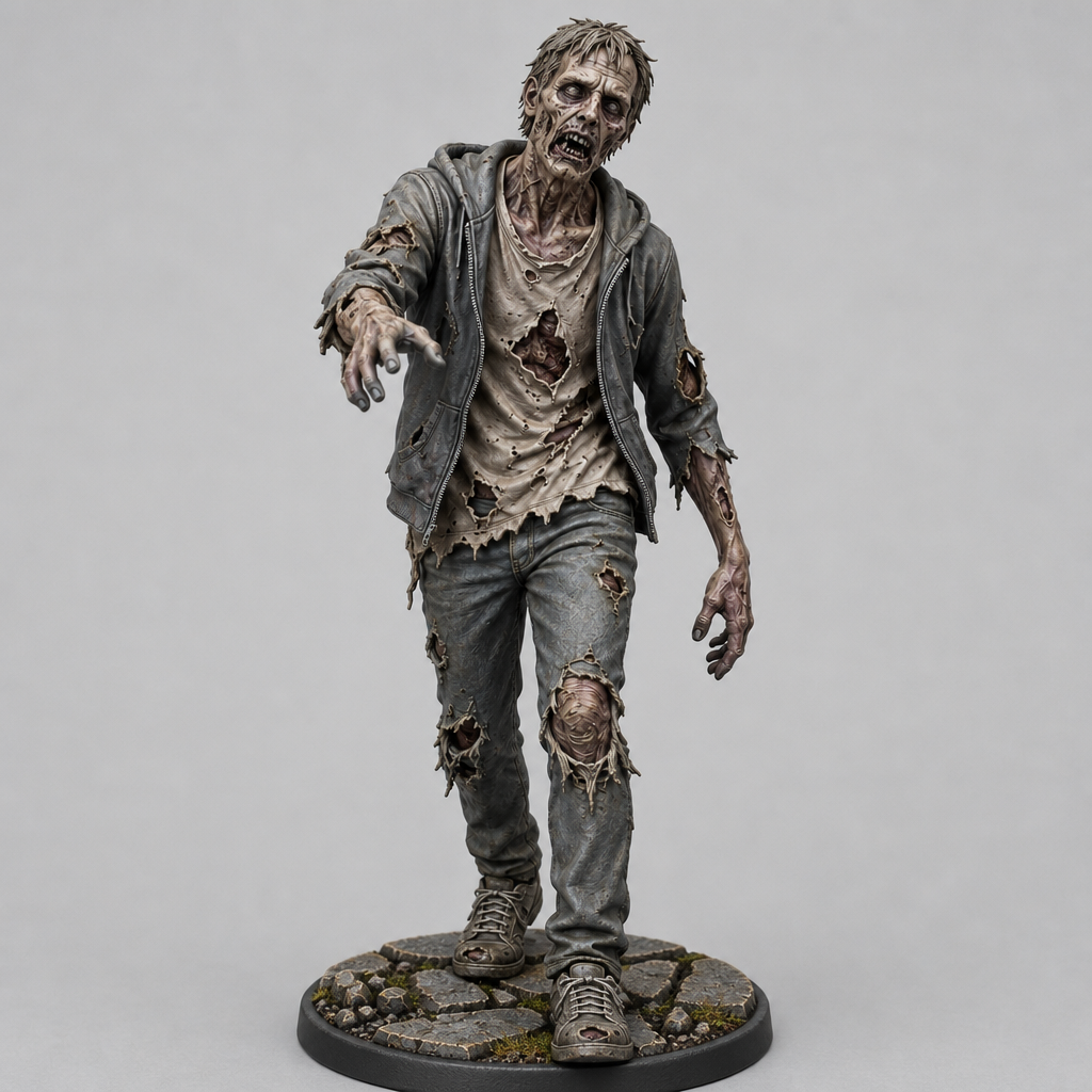 Todd - Male Human Zombie Walker painted presentation; supplied unpainted.