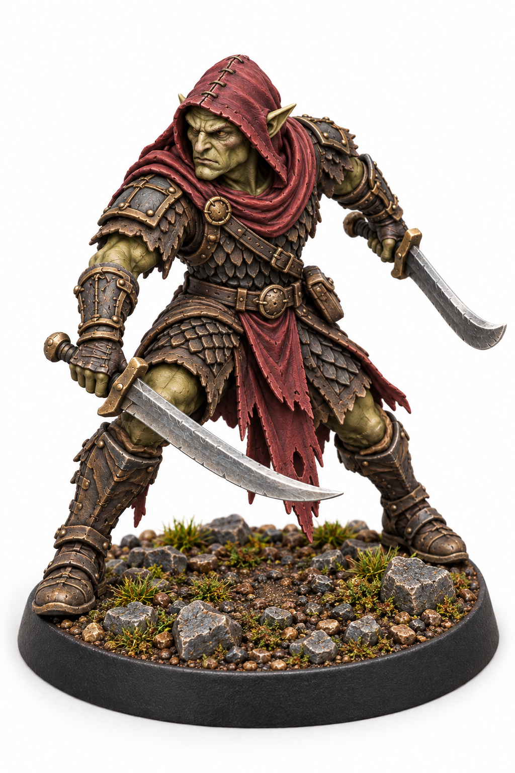 Hobgoblin with 2 weapons painted presentation; supplied unpainted.