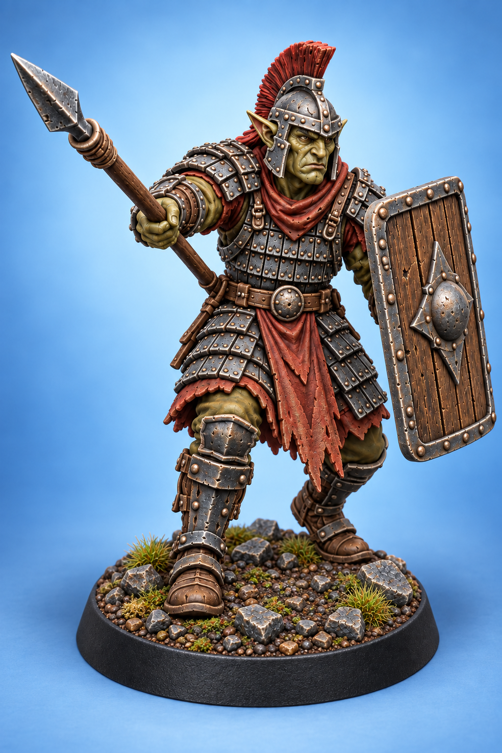 Hobgoblin with Spear and Shield painted presentation; supplied unpainted.
