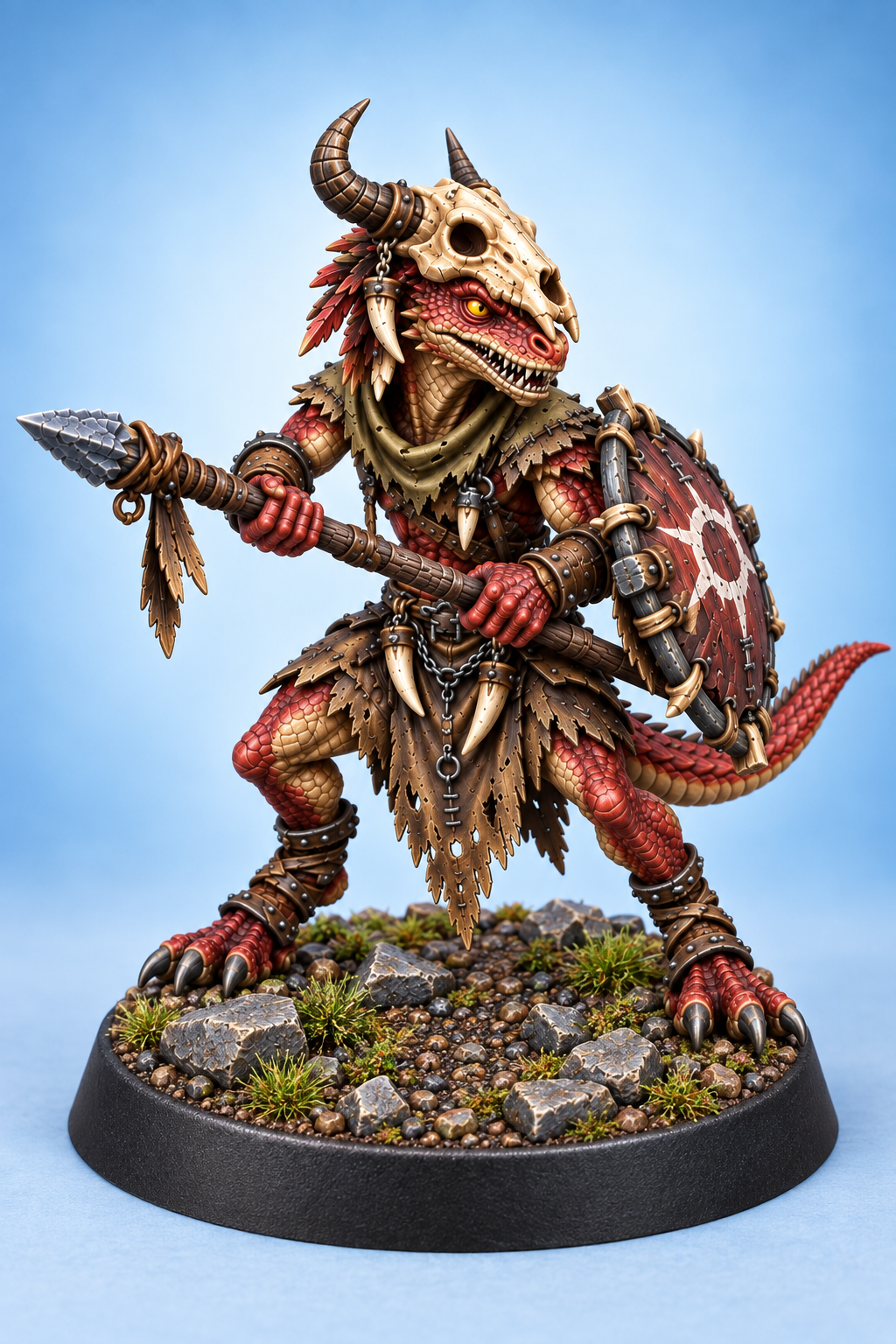Kobold Spearman Bone Helmet painted presentation; supplied unpainted.